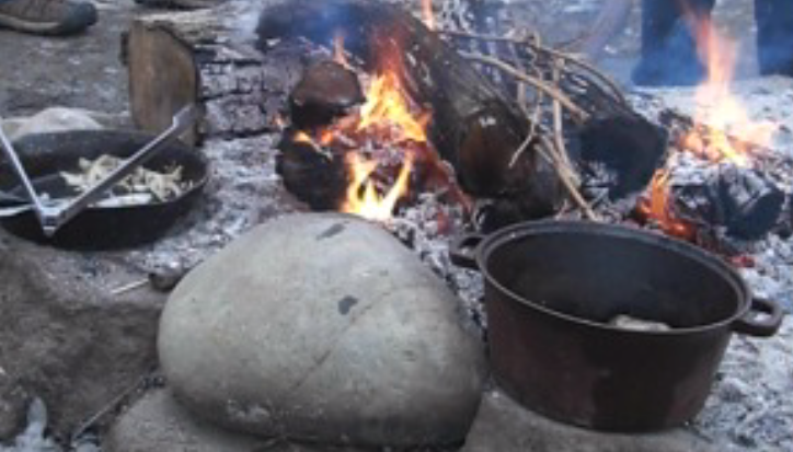 cast iron pans
                of sauteed onions & potatoes