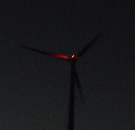 night lights on wind turbine