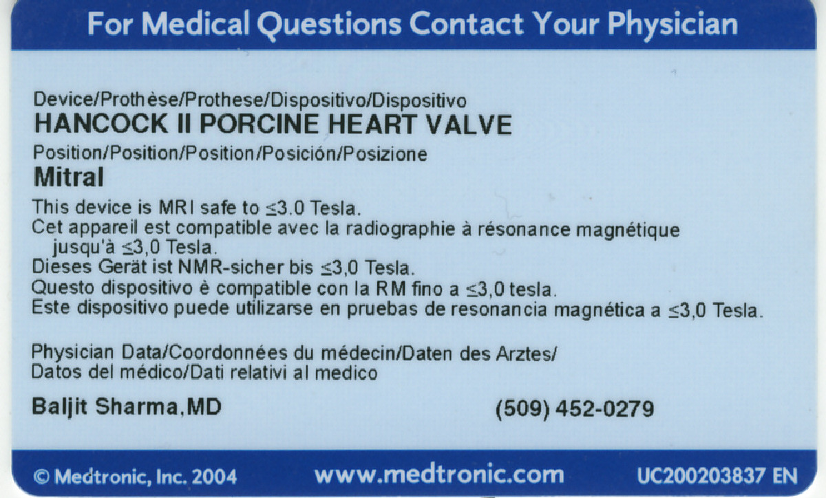 Nancy's Medtronic Heart Valve ID